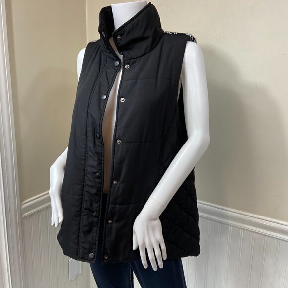 Bass Black Puffer Vest with Knit Back, M - Picture 10 of 16
